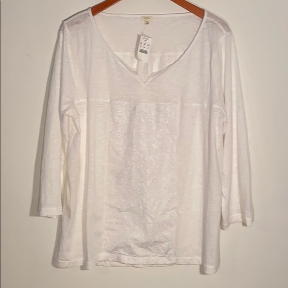 J. Crew white 3/4 sleeve top. - Picture 2 of 6